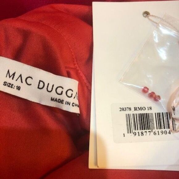 NEW | Mac Duggal 20378 Beaded Belt Wrap Over Sleeveless Ballgown Red Ombre 18 - Picture 5 of 5